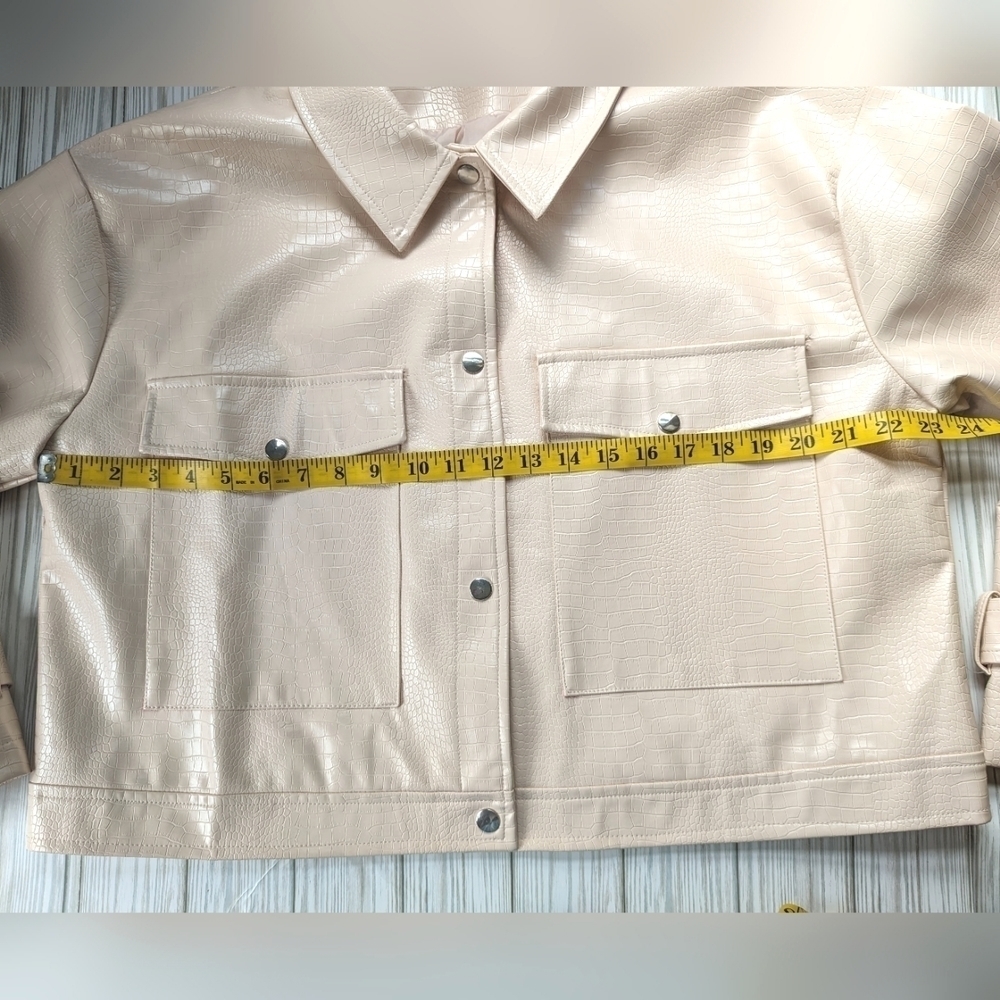 Missguided Cream Leather Jacket - Picture 9 of 15